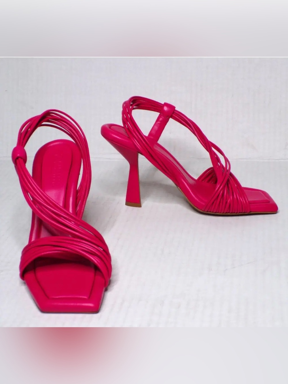 MERCEDES CASTILLO Hot Pink Strappy Square-Toe High Heels